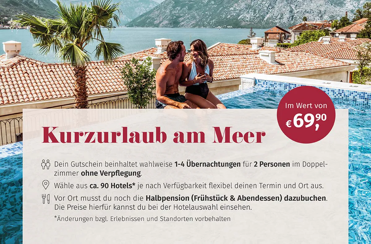 Kurzurlaub am Meer für 2 - 8