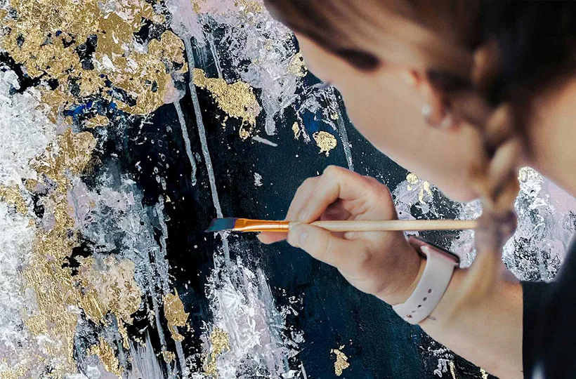 Malkurs abstrakte Malerei mit Blattgold Recklinghausen