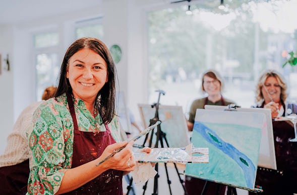 Paint & Drink mit Strukturpaste Berlin