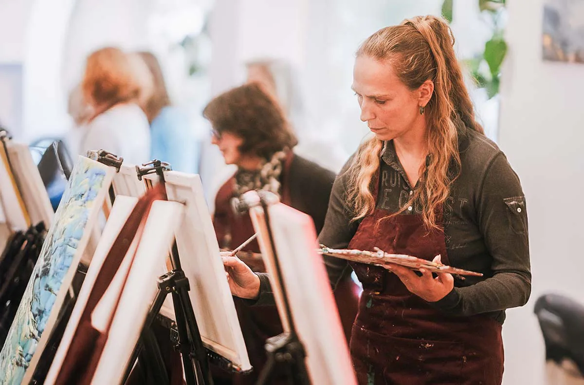 Paint & Drink mit Strukturpaste München - 7