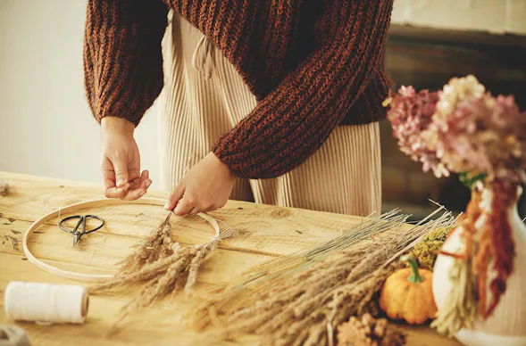 Trockenblumen Kranz selber machen Pliening